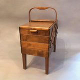 Expanding Teak Sewing Basket