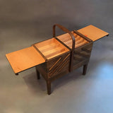 Expanding Teak Sewing Basket