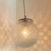 Midcentury Cut Glass Globe Pendant Light