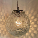 Midcentury Cut Glass Globe Pendant Light