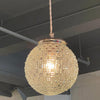 Midcentury Cut Glass Globe Pendant Light