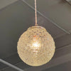 Midcentury Cut Glass Globe Pendant Light