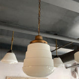 Art Deco Layered Milk Glass Pendant Light