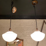 Art Deco Milk Glass Library Pendant Lights