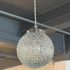 Midcentury Cut Glass Globe Pendant Light