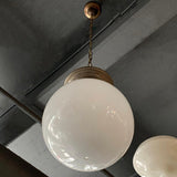 Early 20th Century Milk Glass Globe Library Pendant Light