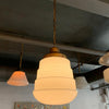 Art Deco Layered Milk Glass Pendant Light
