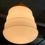 Art Deco Layered Milk Glass Pendant Light