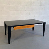 Mid Century Modern Lacquered Maple Coffee Table With Drawer