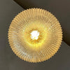 Pair Of Ribbed Glass Globe Pendant Lights