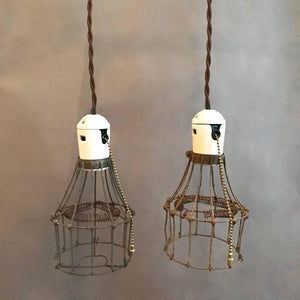 Porcelain Cage Pendants Lights With Pull Chains
