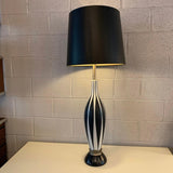 Tall Mid Century Modern Indigo Harlequin Art Pottery Table Lamp