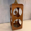 Mid Century Modern Walnut Cut-Out Cube Table Lamp