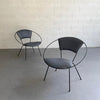 Mid Century Modern Wrought Iron Upholstered Hoop Chairs
