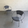 Mid Century Modern Wrought Iron Upholstered Hoop Chairs