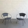 Mid Century Modern Wrought Iron Upholstered Hoop Chairs