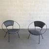 Mid Century Modern Wrought Iron Upholstered Hoop Chairs