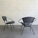 Mid Century Modern Wrought Iron Upholstered Hoop Chairs
