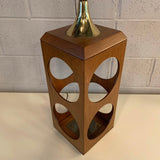 Mid Century Modern Walnut Cut-Out Cube Table Lamp