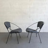 Mid Century Modern Wrought Iron Upholstered Hoop Chairs