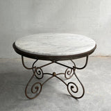 Hollywood Regency Scrolled Steel And Marble Dining Table