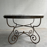Hollywood Regency Scrolled Steel And Marble Dining Table