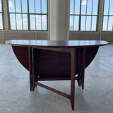Mid Century Modern Round Teak Drop Leaf Dining Table