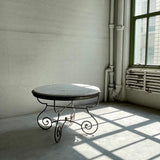 Hollywood Regency Scrolled Steel And Marble Dining Table
