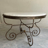 Hollywood Regency Scrolled Steel And Marble Dining Table