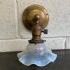 Ealry 20th Century Industrial Brass And Opaline Glass Wall Sconce Light