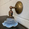 Ealry 20th Century Industrial Brass And Opaline Glass Wall Sconce Light