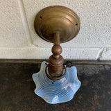 Ealry 20th Century Industrial Brass And Opaline Glass Wall Sconce Light