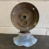 Ealry 20th Century Industrial Brass And Opaline Glass Wall Sconce Light
