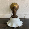 Early 20th Century Industrial Milk Glass And Brass Wall Sconce Light