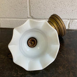Early 20th Century Industrial Milk Glass And Brass Wall Sconce Light