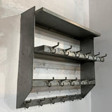 Industrial Brushed Steel Gymnasium Wall Mount Shelf Unit Coat Rack