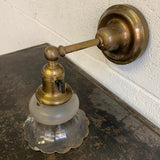 Early 20th Century Industrial Brass And Glass Wall Sconce Light