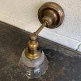 Early 20th Century Industrial Brass And Glass Wall Sconce Light