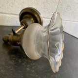 Early 20th Century Industrial Brass And Glass Wall Sconce Light