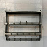 Industrial Brushed Steel Gymnasium Wall Mount Shelf Unit Coat Rack
