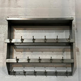 Industrial Brushed Steel Gymnasium Wall Mount Shelf Unit Coat Rack
