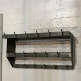Industrial Brushed Steel Gymnasium Wall Mount Shelf Unit Coat Rack