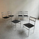 Chrome "Superleggera" Dining Chairs In the Style of Giò Ponti