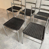 Chrome "Superleggera" Dining Chairs In the Style of Giò Ponti