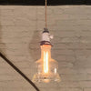 Industrial Pyrex Glass And Porcelain Pendant Light