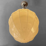 Antique Ornate Vaseline Glass Pendant Light