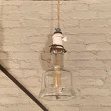 Industrial Pyrex Glass And Porcelain Pendant Light