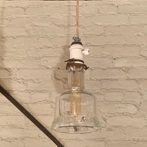 Industrial Pyrex Glass And Porcelain Pendant Light