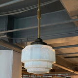 Art Deco Layer Cake Opaline Glass Pendant Light