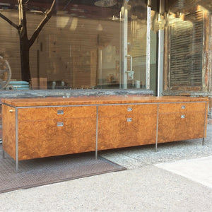 Rare Gordon Bunshaft SOM Architect Floating Burl Olive Wood Credenza